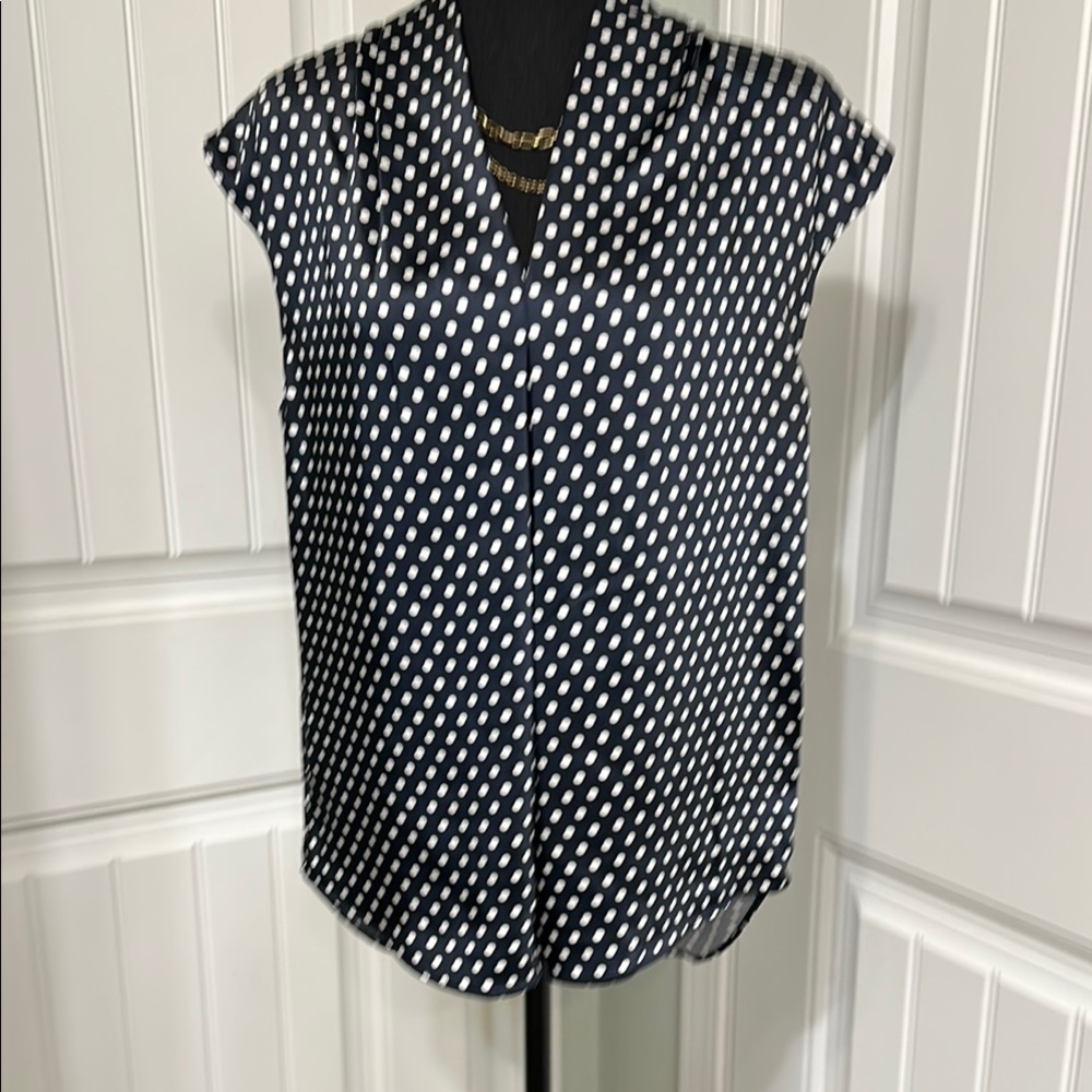 Women's Navy Polka Dot Cap-Sleeve Blouse - Michael Kors